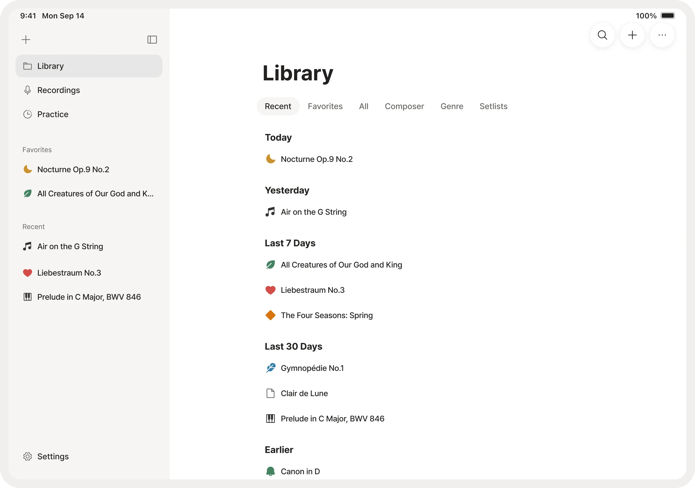 Find scores fast in your library